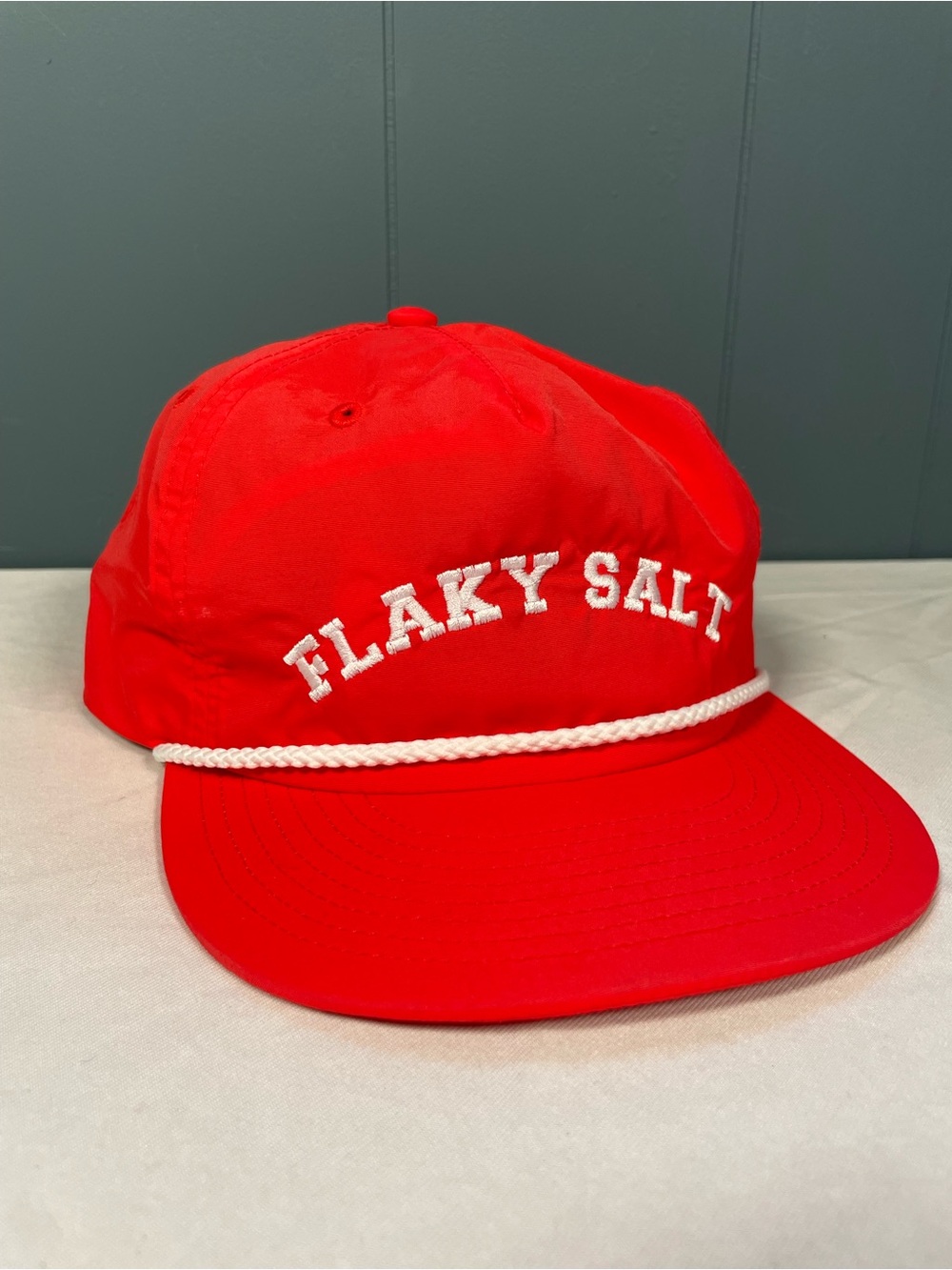 Flaky Salt AS Colour Hat Cap Snap Back Mens One Size Red 5 Panel Surf Rope - Picture 1 of 7